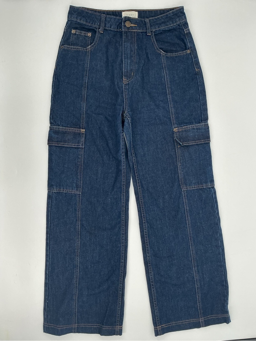 DISSH Denim Wide Leg Cargo Jeans Branded Button